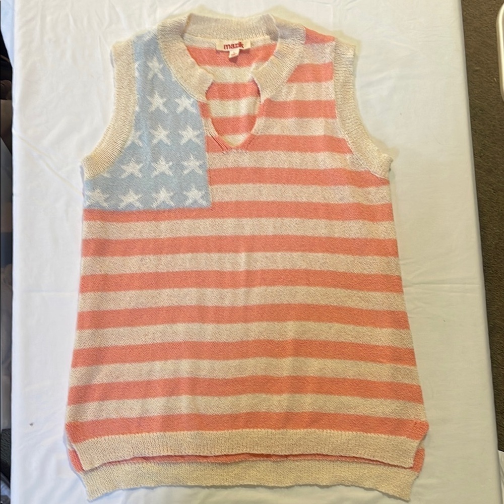 Mazik Patriotic Striped Sleeveless Top - Red, White, Blue